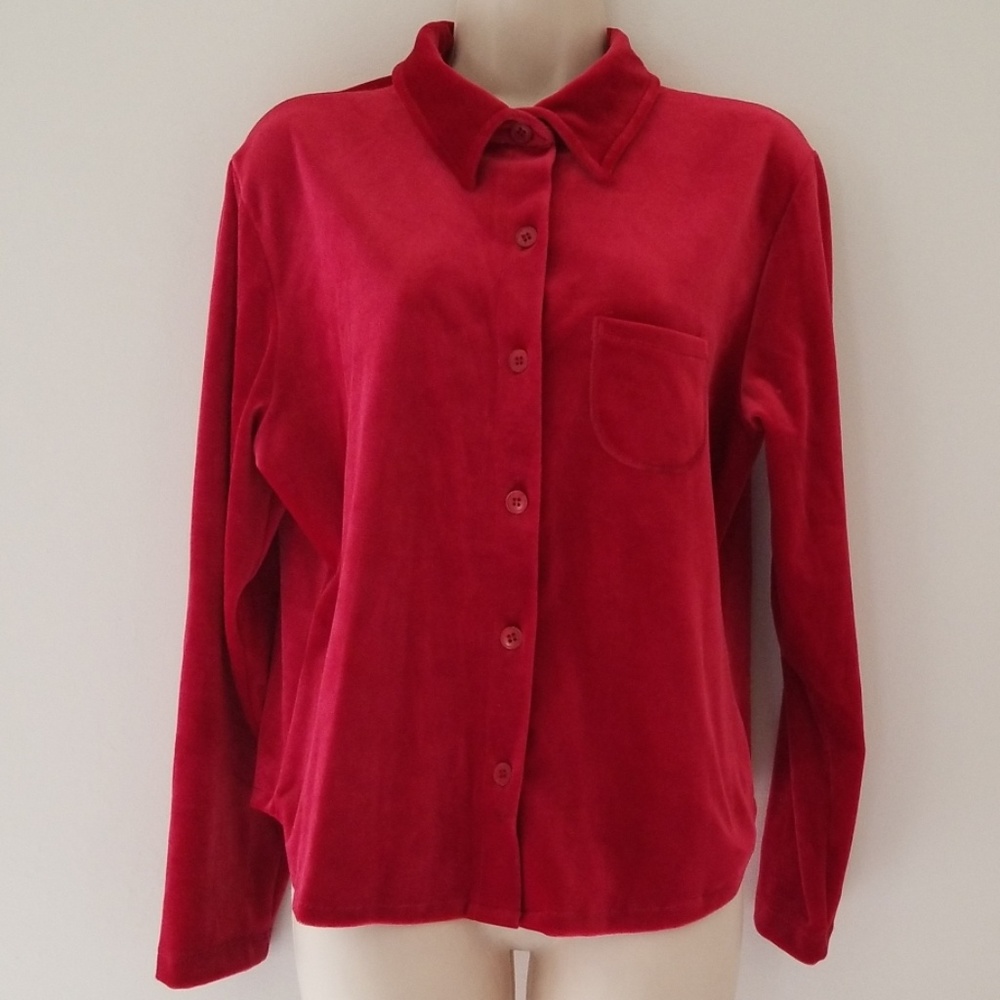 Best United Garment Company Red Velour Shirt Sz XL